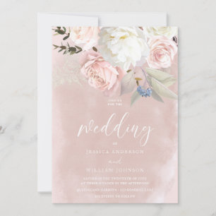 Blush & White Flowers Gorgeous Wedding Invitation