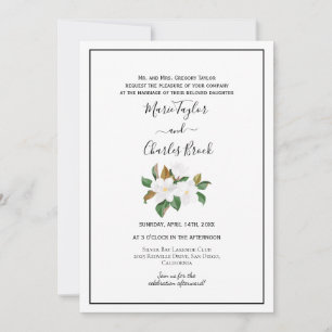 Blush & White Magnolia Wedding Invitation