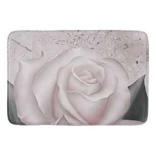 Blush White Rose Glam Modern Marble Shabby Chic Bath Mat