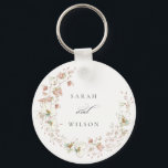 Blush White Rustic Meadow Floral Wreath Wedding Key Ring<br><div class="desc">If you need any further customisation please feel free to message me on yellowfebstudio@gmail.com.</div>