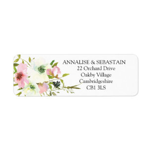 Blush & white Wedding return address Label
