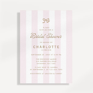 Blush Wide Stripe Bridal Shower Invitation