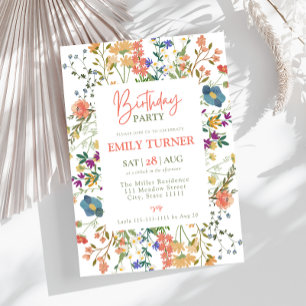 Blush Wildflower Birthday Invitation