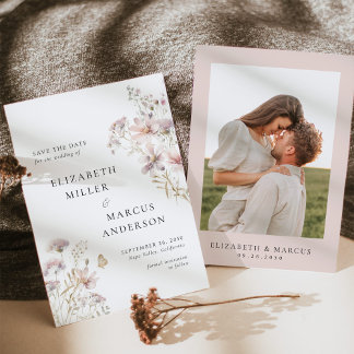 Blush Wildflower Boho Garden Wedding Save the Date