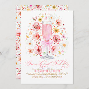 Blush Wildflower Brunch and Bubbly Bridal Shower Invitation