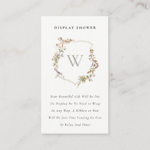 Blush Wildflower Crest Display Shower Baby Shower Enclosure Card