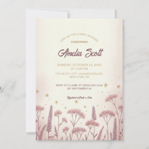 Blush Wildflower Rustic Baby Shower Invitation