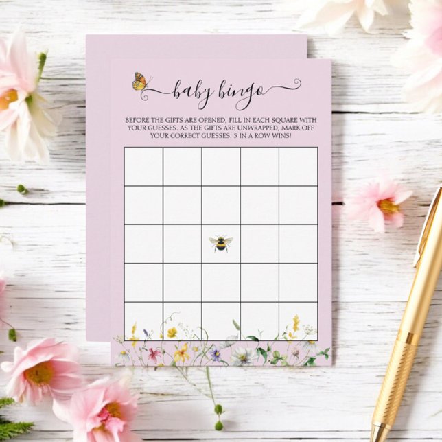 Blush Wildflowers, Bees, & Butterflies Bingo Game Enclosure Card (Creator Uploaded)