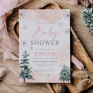 Blush Winter Baby Shower Invitation