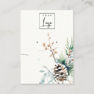 Blush Winter Berries Logo Earring Necklace Holder Business Card