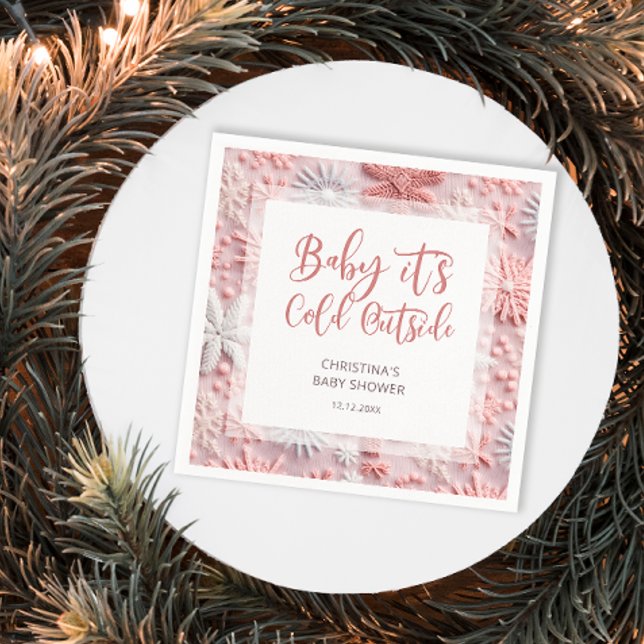 Blush Winter Christmas Baby Shower Napkins (Creator Uploaded)