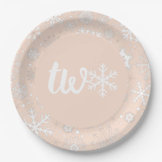 Blush Winter Second Birthday Snowflake Two Plates