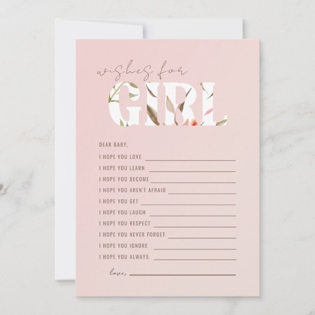 Blush Wishes for Girl Invitation (Front)