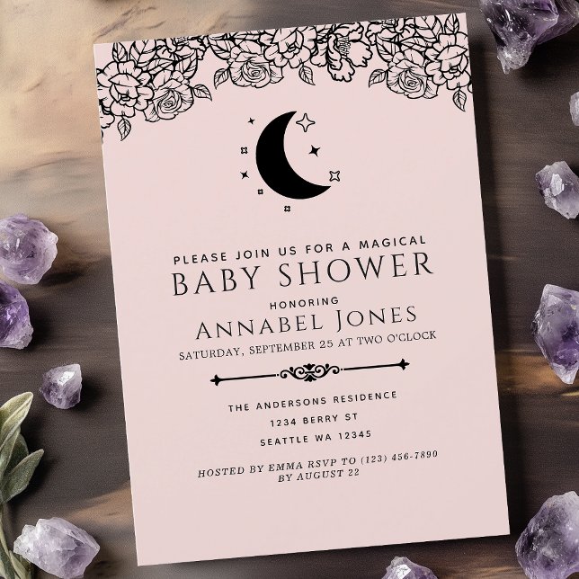 Blush Witchy Gothic Tarot Card Girl Baby Shower (Creator Uploaded)