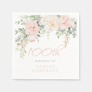 Blush Womans Elegant 100th Birthday Napkin