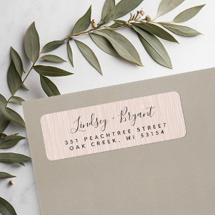 Blush Wood Grain Personalised Return Address Label
