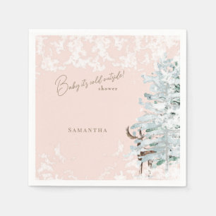 Blush Woodland Baby it's Cold Outside Napkin