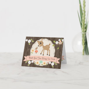BLUSH WOODLAND DEER BABY SHOWER THANK YOU CARD