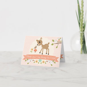 BLUSH WOODLAND DEER BABY SHOWER THANK YOU CARD