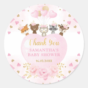 Blush Woodland Valentines Sweetheart Baby Girl Classic Round Sticker
