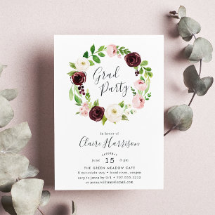 Blush Wreath Graduation Party Invitation
