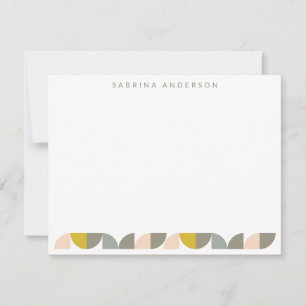 Blush Yellow and Grey Geometric Personalised Flat Card