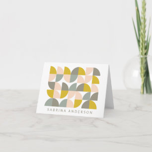 Blush Yellow and Grey Geometric Personalised  Note Card