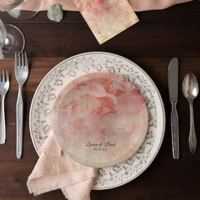 Blushed Floral Vintage Wedding Plates (Creator Uploaded)