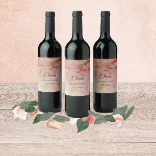 Blushed Floral Vintage Wedding Wine Label