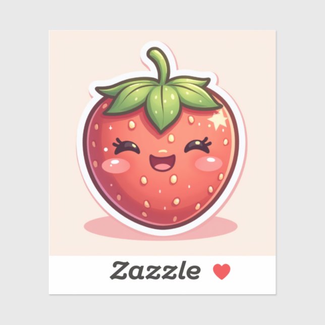 Blushing Berry – Kawaii Strawberry with Cute Face (Sheet)