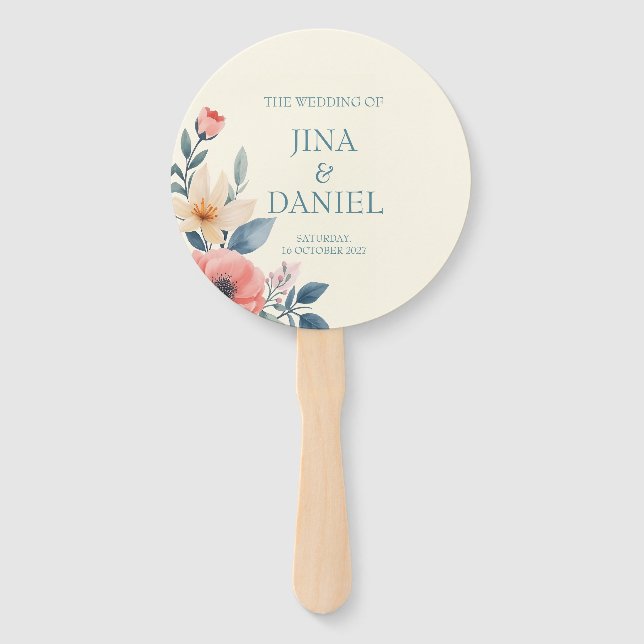 Blushing Bloom  Hand Fan (Front)
