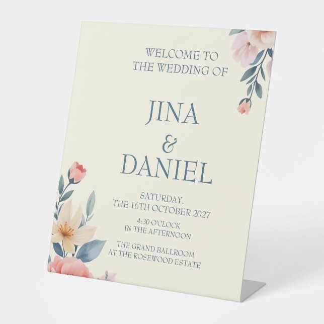 Blushing Bloom  Pedestal Sign (Front)