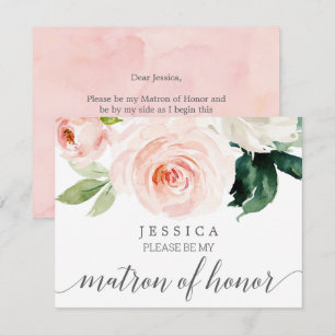Blushing Bloom Will You Be My Matron of Honour Car Invitation