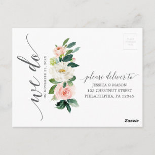 Blushing Blooms Floral Wedding RSVP Postcard
