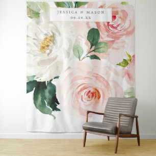 Blushing Blooms Large Wedding Backdrop Photo Booth Tapestry
