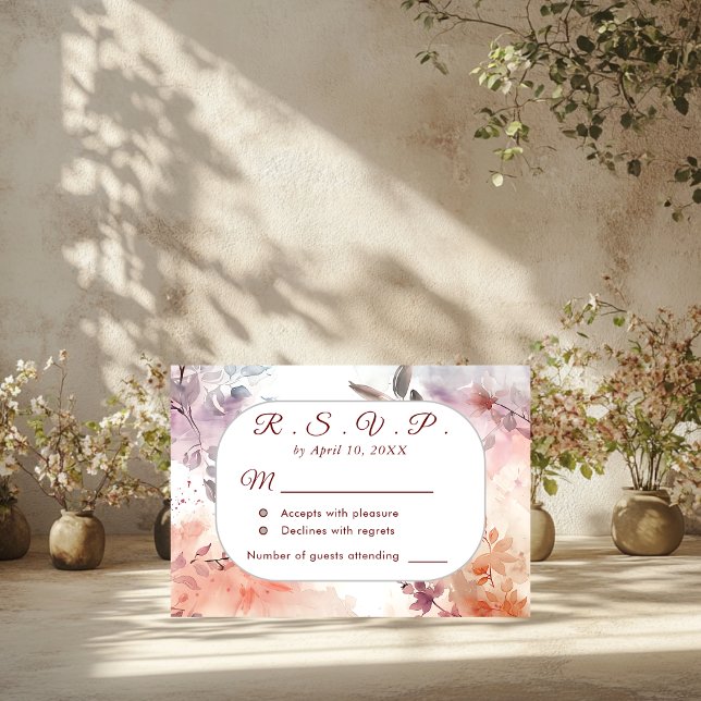  Blushing Blooms Watercolor Wedding RSVP Card (Creator Uploaded)