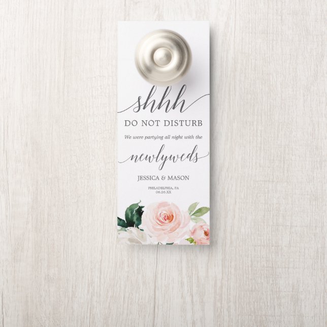 Blushing Blooms Wedding Door Hanger Do Not Disturb (On Knob)