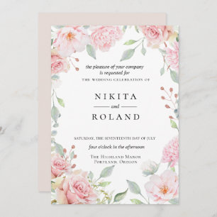 Blushing Blooms Wedding Invitation