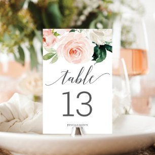 Blushing Blooms Wedding Table Numbers Double Sided