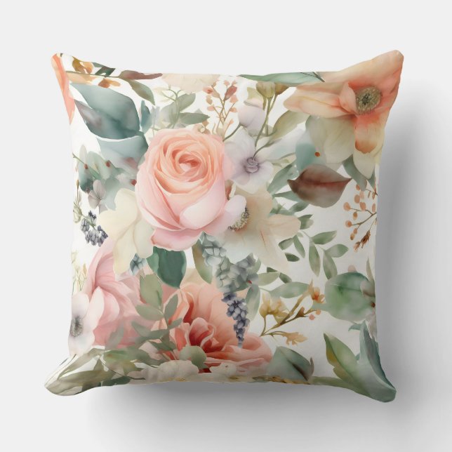 Blushing Bridal Ballet Botanical Cushion (Front)