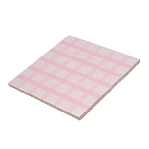 Blushing Bride And Tea Rose Pink Gingham Pattern Ceramic Tile
