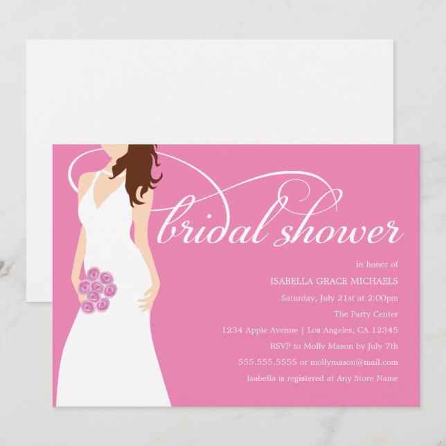 Blushing Bride | Choose Background Colour Invitation (Front/Back)