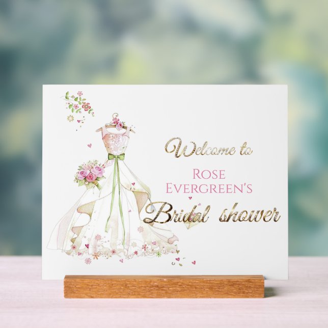 Blushing Bride in Bloom Bride to Be Acrylic Sign (Neutral)