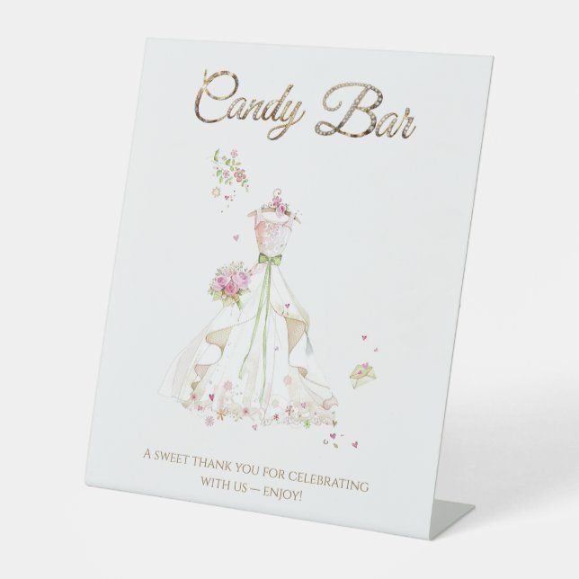 Blushing Bride in Bloom Bride to Be Pedestal Sign (Front)