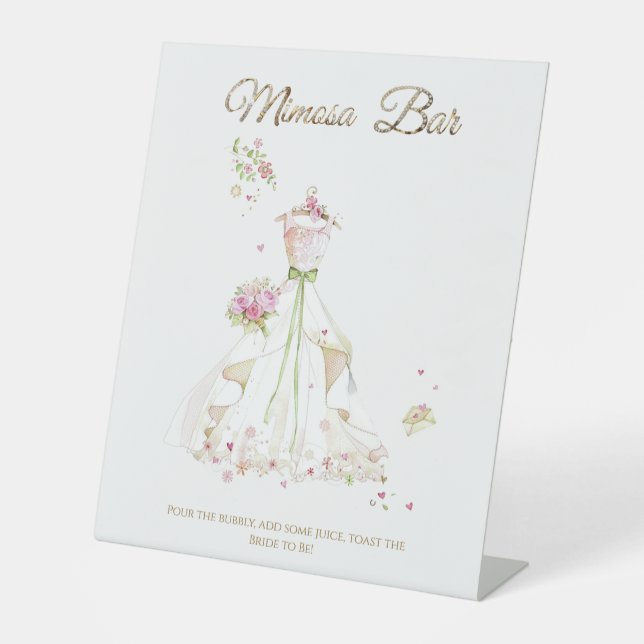 Blushing Bride in Bloom Bride to Be Pedestal Sign (Front)