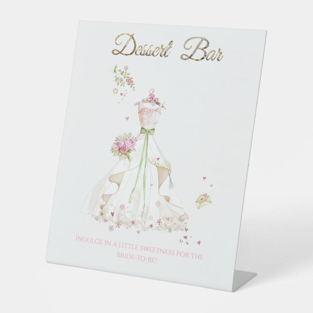 Blushing Bride in Bloom Bride to Be Pedestal Sign (Front)