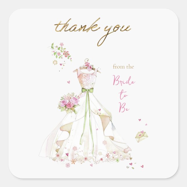 Blushing Bride in Bloom Bride to Be Square Sticker (Front)