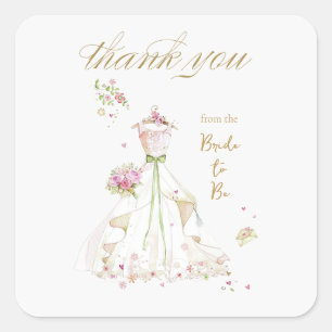 Blushing Bride in Bloom Bride to Be Square Sticker