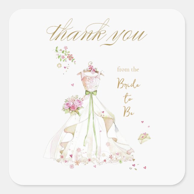Blushing Bride in Bloom Bride to Be Square Sticker (Front)