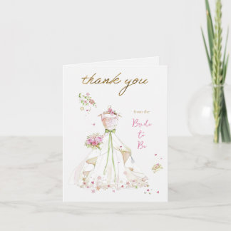 Blushing Bride in Bloom Bride to Be Thank You Card